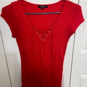 red short sleeved shirt